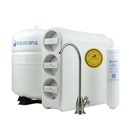 Image of Aquasana SmartFlow Reverse Osmosis Water Filter | RO Under Sink System | WQA Certified up to 99.99% of 90 contaminants Including Fluoride, PFAS, Arsenic, Lead, and Chlorine | Brushed Nickel Faucet