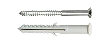 ICFS Nylon Hammer Fixing Plug with Screw (White) - Pack of 25 | Heavy-Duty Wall Anchors for Concrete & Hollow Walls | 08 x 80 mm