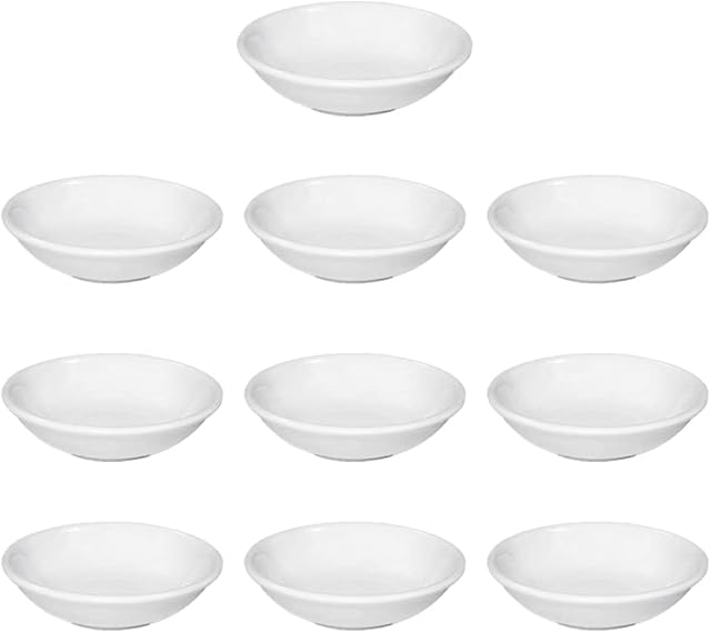 NA 10 Pcs Dipping Sauce Dishes Round Soy Sauce Dipping Bowls Cream White Dishes for Ketchup BBQ Sauce or Seasoning