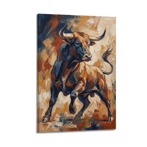 Toile charging rodeo bull pour dynamiser un mur blanc sans âme