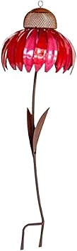 Coneflower Bird Feeder, Bird Feeder Coneflower Tray, Standing Bird Feeder Wild Bird Feeder, Art Metal Standing Flower Bird Feeder for Garden Yard Bird Decor A