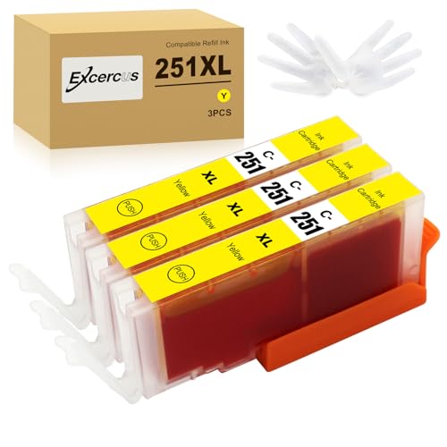 Image of CLI-251XL Yellow Ink Cartridges Replacement for Canon CLI-251 Compatible with PIXMA IX6820 MX920 IP8720 MG5520 MG5420 MG7520 MG7120 MG6320 IP7220 Printer (3 Yellow)