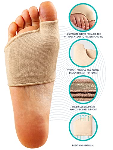 Brison Metatarsal Pads for Women and Men Ball of Foot Cushion - Gel Sleeves Cushions Pad - Fabric Soft Socks for Supports Feet Pain Relief - 2 Pairs S (Men 5-7, Women 6.5-8.5) - Image 4