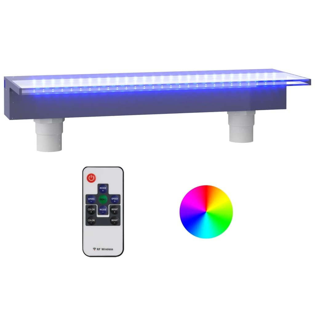 vidaXL Fuente Cascada con LED RGB para Jardín Estanque Piscina Patio Exterior Aporte Decorativo Relajante Luces Sonido Vista Acrílico