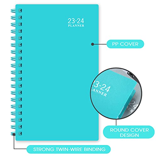 2023-2024 Pocket Planner/Calendar - Weekly & Monthly Pocket Planner, July 2023 - June 2024, 6.8" X 4.3", Strong Twin - Wire Binding, Plastic Cover, Round Corner #TOP7