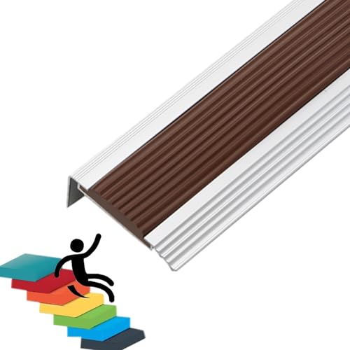 Forme en L Profil des Bords Marches Antidérapant Bande De Bordure，Bande Antidérapante Escalier pour D'escalier Extérieurs Intérieurs，Profilé pour Nez De Marche/Rampe/Pente(Color:Brown,Size:W 6cm)