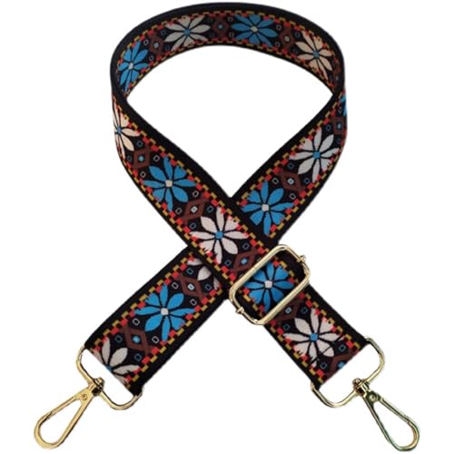 KVLHCSVA Floral Style Wide Shoulder Strap Adjustable Replacement Belt Crossbody Canvas Bag Handbag (black)