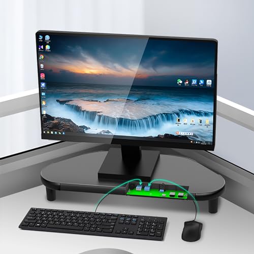 ksxnkhk Soporte de Esquina para Monitor, Escritorio, Elevador de computadora con 4 Puertos USB, Organizador de Hierro para Escritorio de Oficina, Estante de exhibición Triangular Negro par