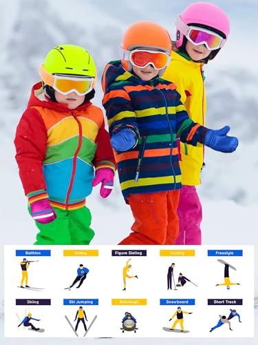 Image of SATINIOR 6 Pairs Kids Snow Mittens | Waterproof, Toddler Children Winter Gloves, Warm Cold Weather Ski MIttens, Cotton Plush Lining, Hook Design