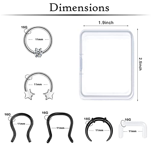 ONESING 20-30 Pcs Septum Rings 16G Jewelry - Surgical Steel Piercings Horseshoe Helix Daith Smiley Tragus Lip Rings Nose Hoop Hinged Seamless Piercing Jewelry for Women Men3