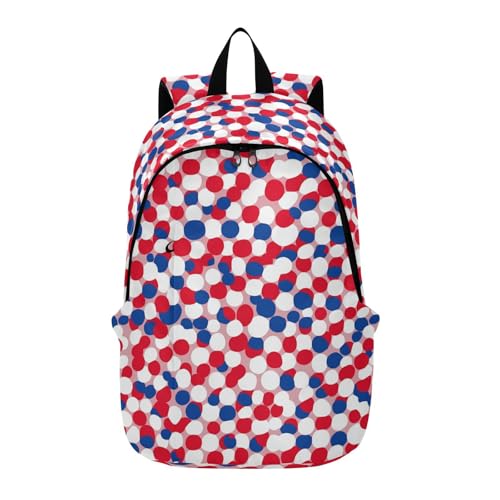 ALAZA Red Blue White Polka Dots Backpack Laptop Notebook Bag College Bag Bookbag Casual Travel Trip Daypack for Women Men Fits 15.6 Laptop