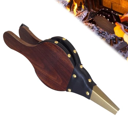 Riisoyu Soufflet de Cheminée en Bois, 30,5 x 12,5 cm Souffleur à Bois avec Sangle Manuel en Fire Soufflet Rapide Pompe à Main Ventilateurs pour Barbecue Camping Foyer