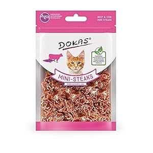 Dokas Cat Snack Ministeaks Rind & Kabeljau | 10x 25g
