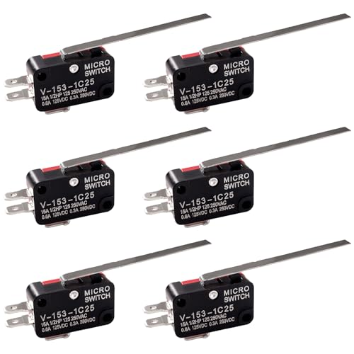 TUNOTYUE 6 Stücke V-153-1C25 Mikro-Endschalter, 125V/250V 15A 1 NO 1 NC SPDT Schnappschalter, Mikroschalter für Mikrowelle Ofen Tür Arcade