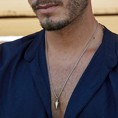 Spear Pendant Necklace For Men - Handmade Necklace Combined With A Spear Pendant And Black Cubic Zirconia - Stainless Steel Necklace For Men | 24" #TOP4