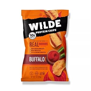 Buffalo Chicken Protein Chips by Wilde Chips, Thin and Crispy, High Protein, Keto Friendly, Made with Real Ingredients, 7oz Bag (2 Pack)