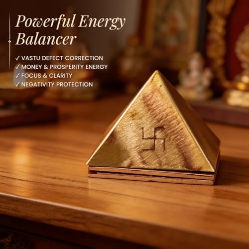 Image of Plus Value Pure Copper Pyramid Set for Vastu Remedies, Positive Energy, Wish Pyramid 100x Powerful Goals and Wish Manifestation (Size: 4-Inches, Home, Office, Building, Factory, Shop Decor)