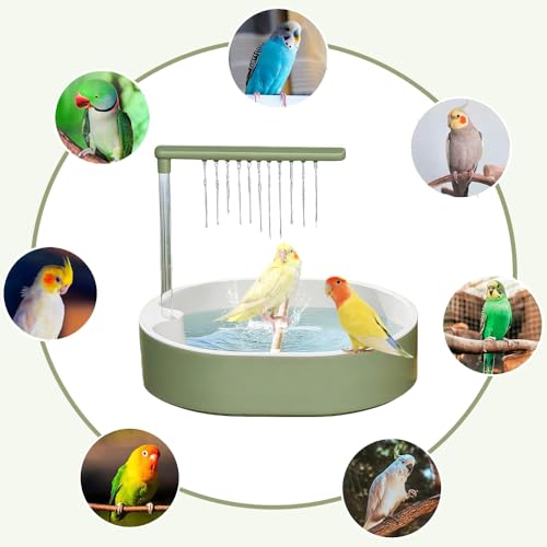 Dhqkqg Vogel Badehaus Badewanne, Vogeldusche Wellensittich, USB Stromschleife Vogeltränke Balkon mit Umwälzsystem, Multifunktionaler Vogeldusche, für Unzertrennliche,Wellensittiche