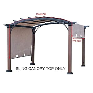 ALISUN REPLACEMENT Sling Canopy (with Ties) for The Lowe's allen + roth 10 ft x 10 ft Tan/Black Material Freestanding Pergola #L-PG152PST-B (Size: 200" (L) x 103" (W)) ALISUN REPLACEMENT Sling Canopy with Ties for The Lowes allen roth 10 ft x 10 ft TanBlack Material Freestanding Pergola L PG152PST B Size 200 L x 103 W