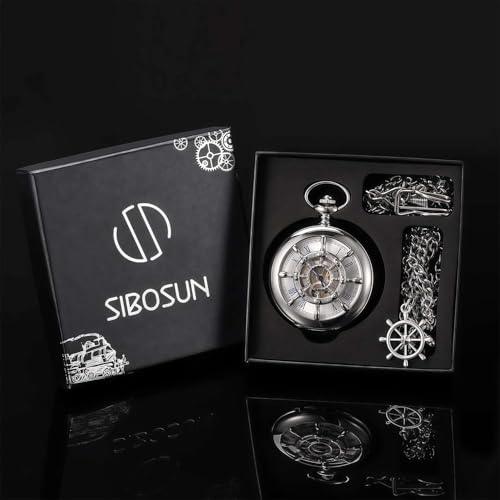 Reloj de bolsillo mecánico de doble caja SIBOSUN con acabados de alta relojería antigua 6