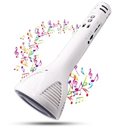 Bhawna White ws 1698 Design 2 Advance Handheld Wireless Singing Mike Multi-function Bluetooth Karaoke Mic with Microphone Speaker with Recording + USB+FM + SELFIE Features & Many More
