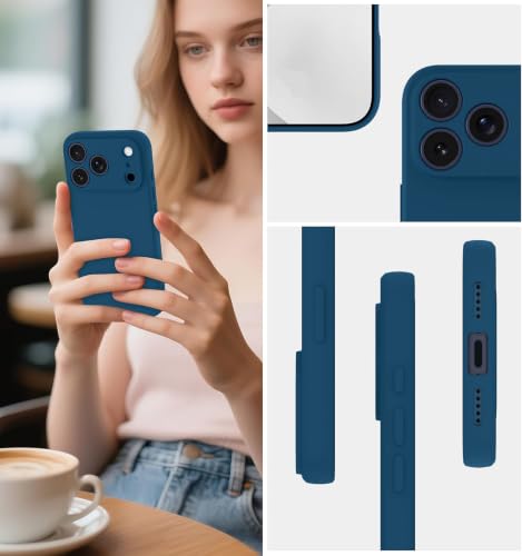 Image of DIZORO Square Microfiber Candy Case Compatible for iPhone 17 Pro Shockproof Slim Back Cover Liquid Silicone Case - Blue