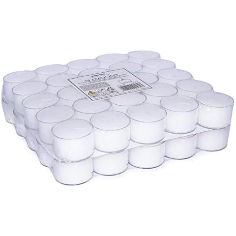 pajoma Teelichter unparfümierte weiß Großpackung 50 Stück Lange Brenndauer: 8 Stunden, für Stövchen Deko Garten Outdoor Gastro Hochzeit Cover