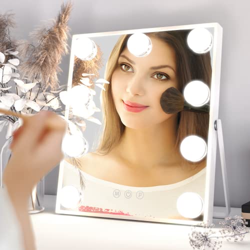 Neuweaby Vanity Mirror With Lights, Hollywood Makeup Mirror With Light, Tabletop Makeup Lighted Mirror With With 9 Led Bulbs Lights Smart Touch Control 3 Color Modes #TOP2