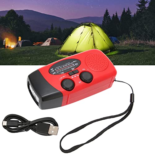 Opwindbare Noodhandslingerradio, 1000mAh-zonnehandslinger Draagbare AM/FM-weerradio met 3W Zaklamp, Mobiele Telefoonoplader, SOS en Kompas voor Thuis en Buiten - Image 5