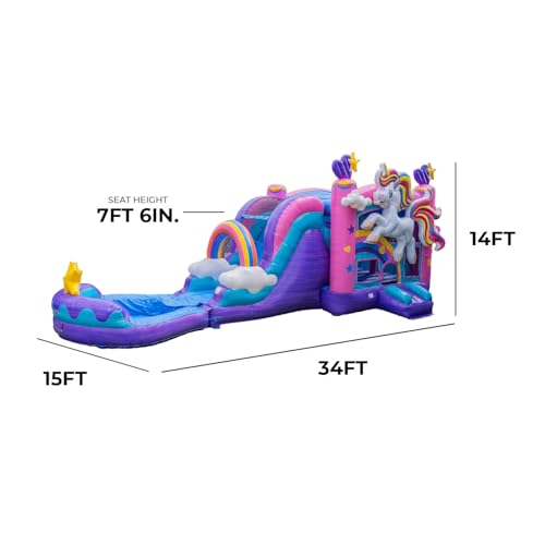 XJUMP Unicorn Commercial Grade Bounce House Water Slide with Detachable Pool Combo - Image 4