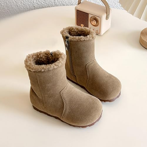 Girls Winter Mid Calf Snow Boots Faux F𝐮r Lined Non-Slip Shoes For Toddler Faux F𝐮r Boots Kids Ankle Boots For Girls2