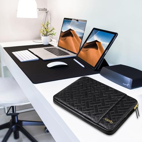 Image of Lacdo Laptop Sleeve Case for 14 inch New MacBook Pro M3 Pro Max / M3 / M2 / M1 Pro Max A2992 A2918 A2779 A2442 2023-2021, 13.5 inch Microsoft Surface Laptop 6 5 4 3 2 1 Computer Bag, Elegant Black