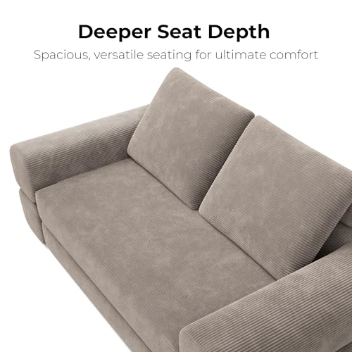 LIKIMIO Convertible Sleeper Sofa Bed Floor Sofa 3-in-1 No Assembly, Foldable Mattress with Corduroy Upholstery, Lounge Loveseat Couch for Living Room Studio Guest Room - Image 6