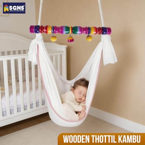 Image of SGNS Traditional Wooden Thottil Kambu (Multicolour)