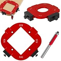 Frässchablonen für Oberfräse Set, 2 Stück Router Jig Radius Schablone für R10 bis R50 Eckenradius, Aluminiumlegierung Ecke Radius Schablone für Oberfräse, Präzises Routing Vorlagen Zubehör Mit Fräser