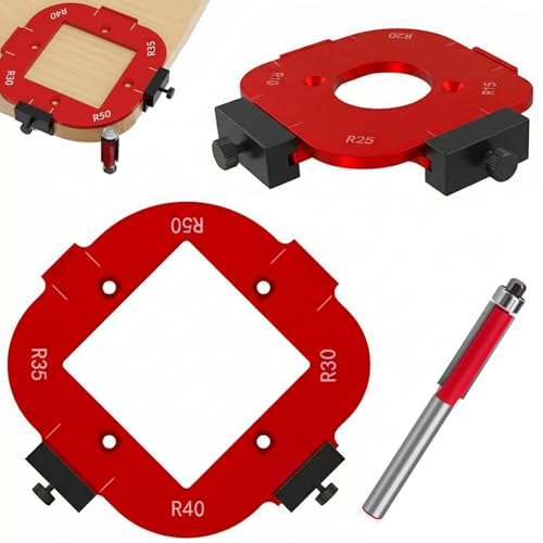 Frässchablonen für Oberfräse Set 2 Stück Router Jig Radius Schablone für R10 bis R50 Eckenradius Aluminiumlegierung Ecke Radius Schablone für Oberfräse Präzises Routing Vorlagen Zubehör Mit Fräser
