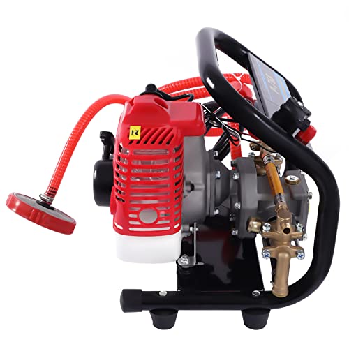 Portable High Pressure Sprayer 26CC 2Stroke Gasoline High Pressure Spraying with 3.94Ft & 32.8Ft High-Pressure Hose Pressure Adjustment Valve Large Capacity Fuel Tank for Home (0.9HP)