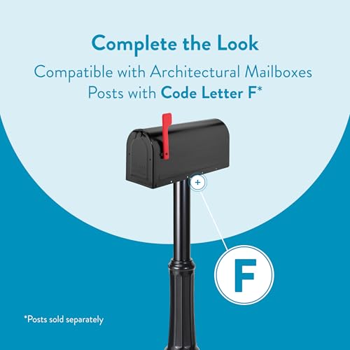 Image of Architectural Mailboxes 7600B-10 MB1 Mailbox, Medium, Black | Galvanized steel build for outside with rust-resistant powder-coat finish and a magnetic door closure. USPS approved.