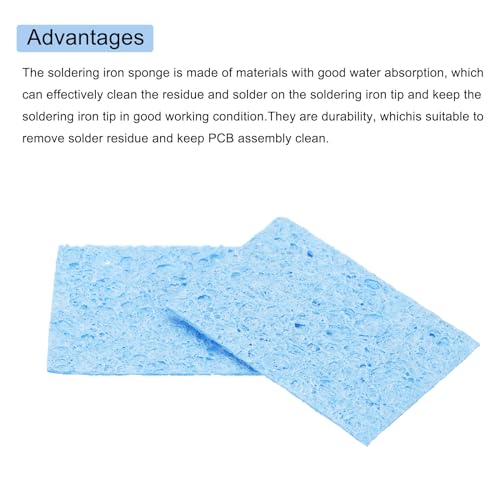 Image of MECCANIXITY 40PCS Soldering Sponge 50 x 35mm Rectangle Blue Cleaning Pad Welding Tip Iron Replacement for Cleaning Soldering Iron 1mm Natural Thickness 6mm Water Absorption Thickness