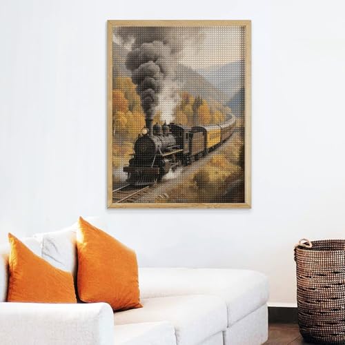 Peinture diamant 5D train de la vallée avec strass carrés pour décoration murale