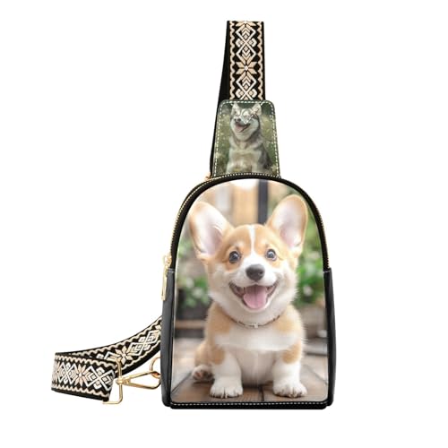 Personalized Photo Crossbody Handbag Purse Men Custom Leather Shoulder Bag Chest Bag Sling Bags Gift for Him Dad Husband - Main Image