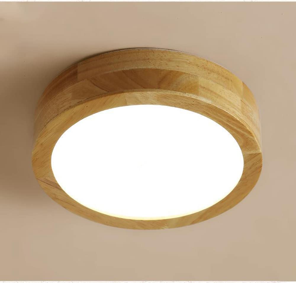 LED Deckenlampe mit Bewegungsmelder 12W - Holz Deckenleuchte mit Bewegungssensor Sensor und Dämmerungssensor - Wood Deckenbeleuchtung für Flur, Treppe, Veranda, Garage, Korridor, Balkon, Keller