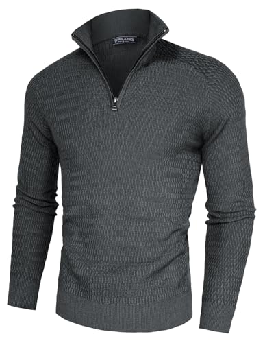 Pull à fermeture éclair en tricot texturé haut de gamme col montant