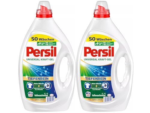 Persil Gel de fuerza universal de 100 WL (2 x 50 lavados), detergente líquido con tecnología de limpieza profunda, detergente para ropa pura y frescura higiénica para la máquina, eficaz a partir de 20