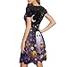 HUGS IDEA Floral Ghost Short Sleeve Dress for Women Novelty Summer Dresses for Halloween Party Causal A-line Sundress for Work Travel Fashion Womens Clothing