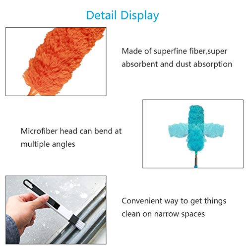 Uitschuifbare microvezelstofdoek SEELOK 3 stuks telescopische spinnenweb/plumeau Buigbare afstofborstels met groef Gap… - Image 7