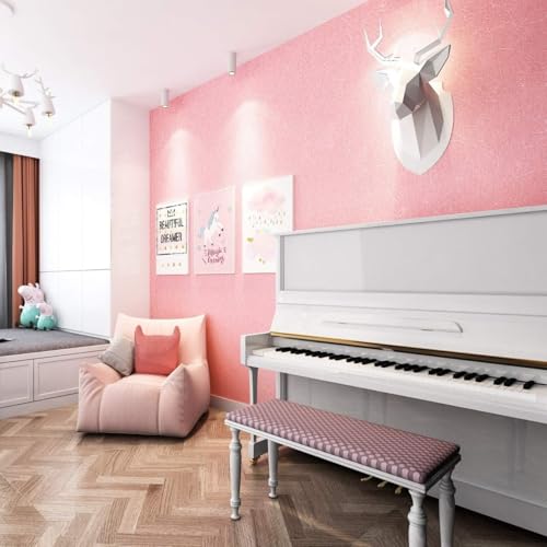 Image of Peel and Stick Wallpaper for Walls (45x300 cm) Pack of 1 | Waterproof Self Adhesive PVC Wallpaper for Bedroom, Living Room, Home, Office & Cupboard (Pink Textured)