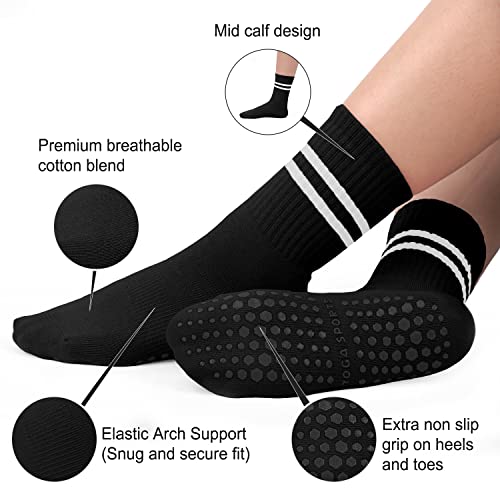 Image of Pilates Socks for Women, Non Slip Grip Socks for Yoga, Barre, Hospital, Grippy Socks Womens Gifts, 4 Pairs