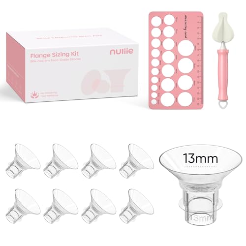 Image of Nuliie 8PCS Silicone Flanges Insert Replacement Kit, Flange Sizing Kit 13mm for 24mm Flange/Shield Breast Pumps, Pumping Essential Kit for Moms