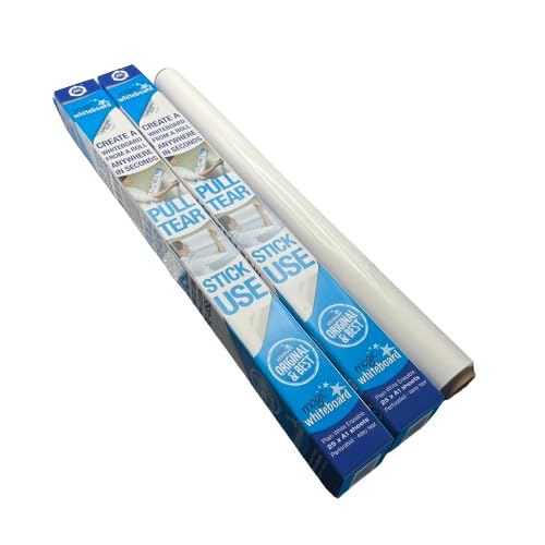 2 Rolls of Magic Whiteboard Sheets - A1 Static & Portable White Board for Walls, Doors, Windows, Fridges, & Glass - Easy Clean, Plain White Dry Erase Board for School & Office. 25 Sheets per roll